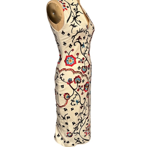 Alice & Olivia Jacki Embroidered Sheath MIDI Dress Jacket 2 Piece Set Size 2 - Picture 5 of 9